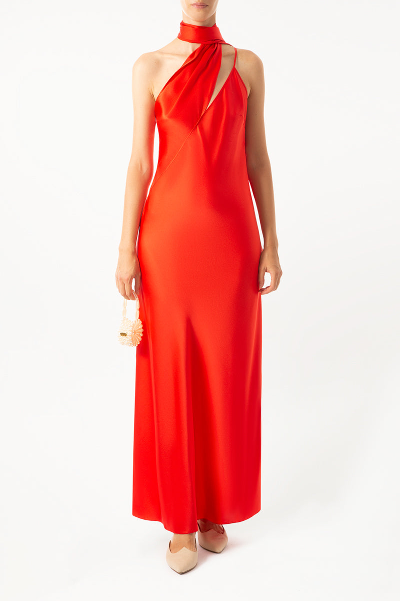 Shoulder Scarf Maxi Dress