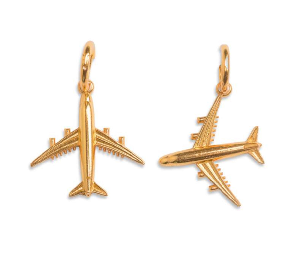 Gold Plated Airplane Hoops Earrings
