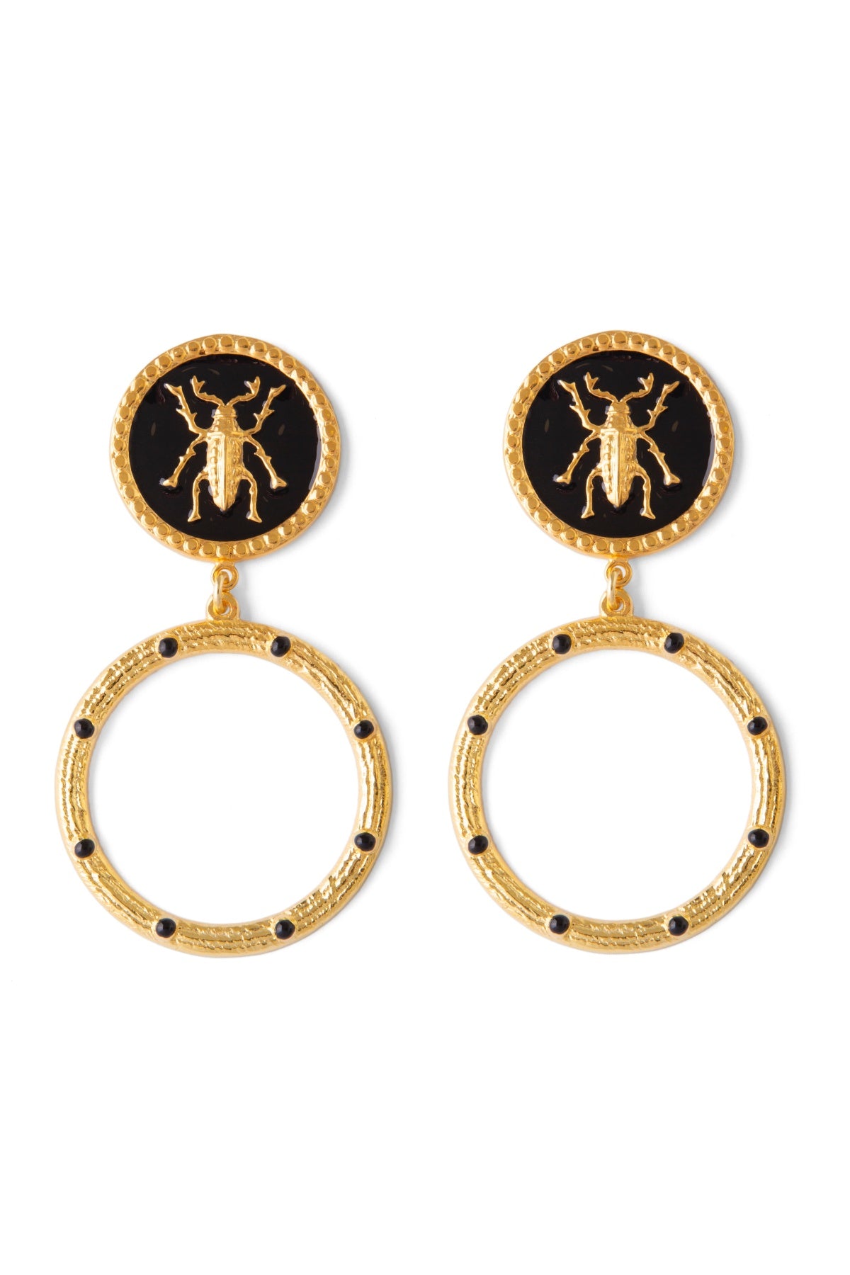Black Beetle Earrings
