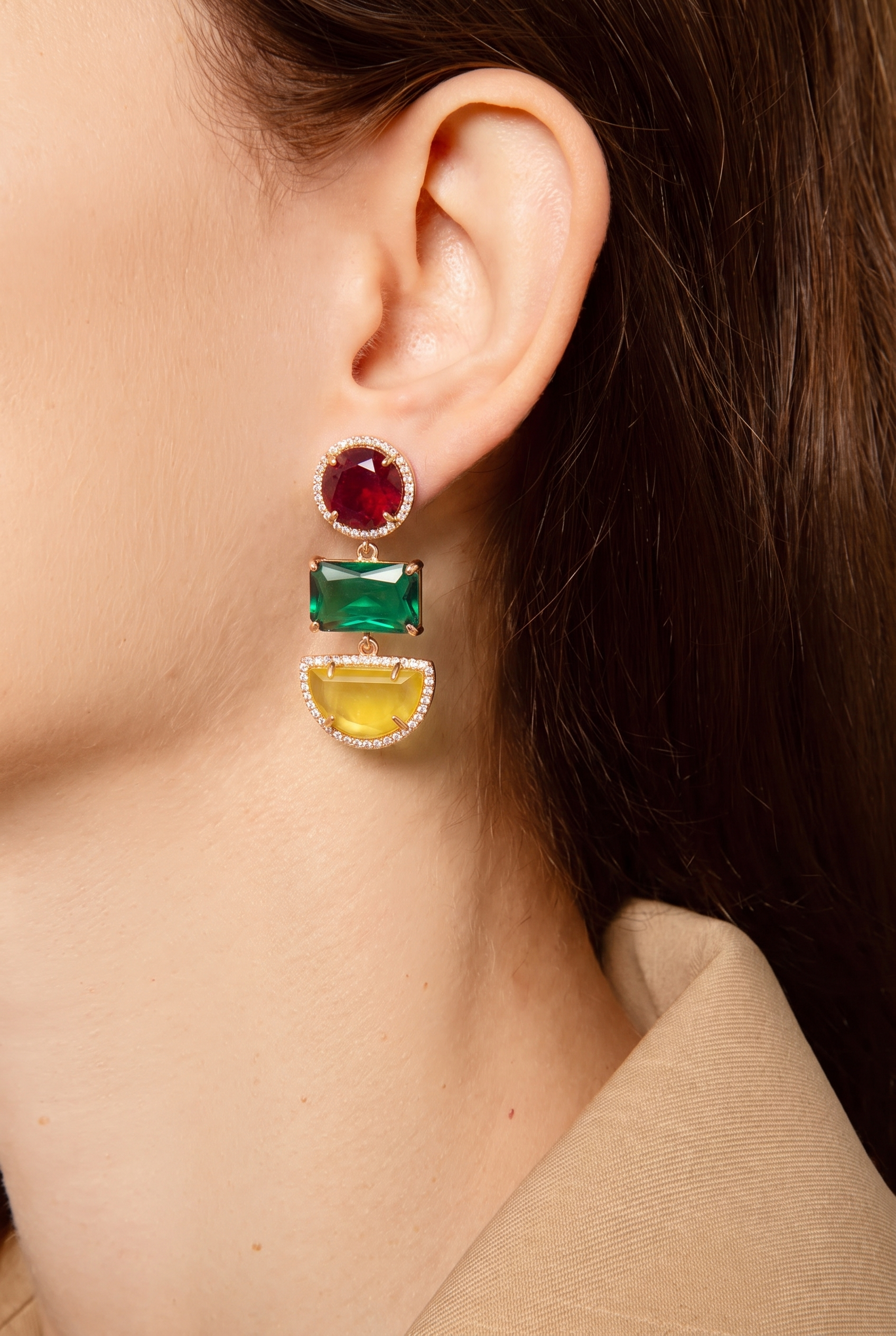 Earrings with Colorful Crystals