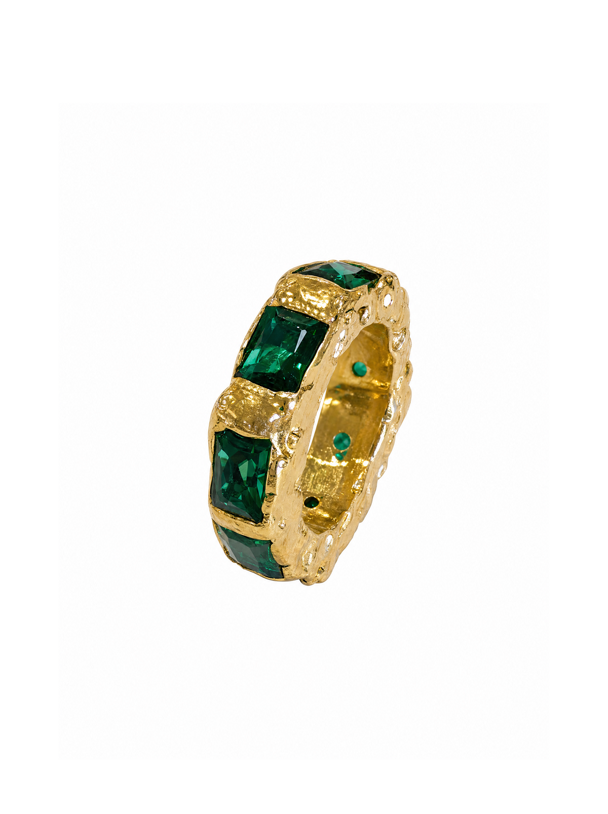 Monroe square with emerald green gems