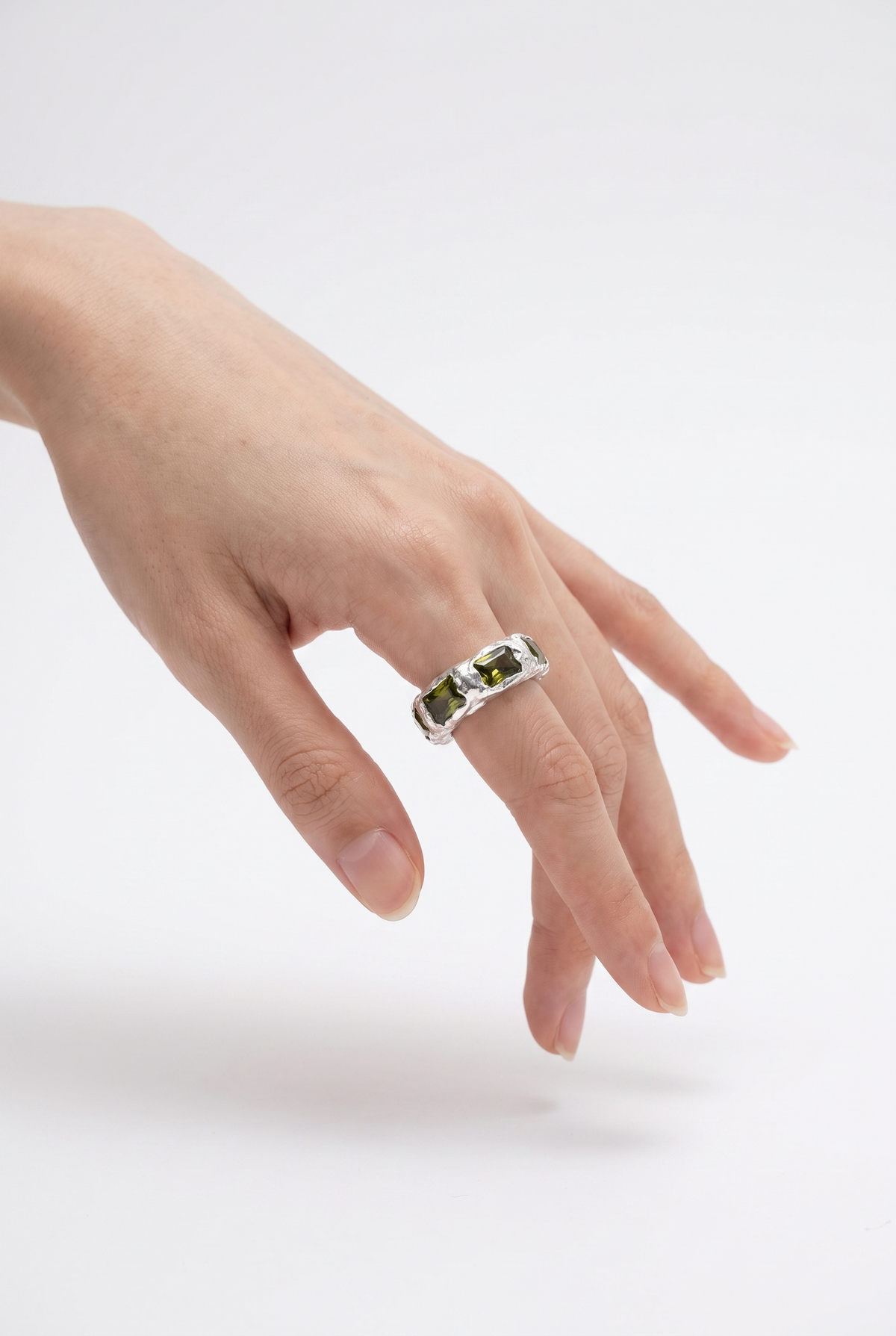 Monroe square with khaki green gems